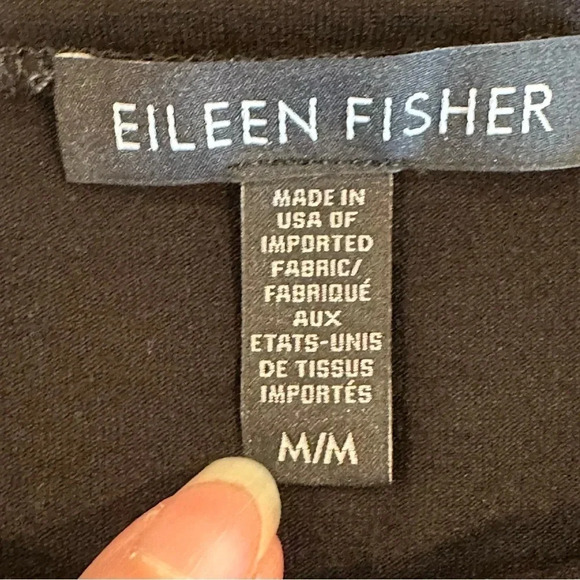 Eileen Fisher Round Neck Midi Viscose Dress Black Shirt Dress Women's Medium - Picture 7 of 12